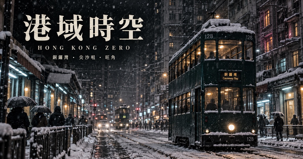 白夜銅鑼灣的電車與逆火尖沙咀的鐘樓、維港